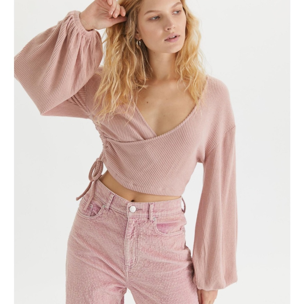 NWT UO Addie Cozy Wrap Top in Muave | XS